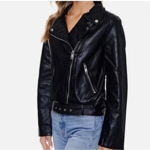 Elodie Black Leather Jacket with Asymmetrical Zipper